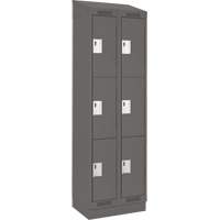 Clean Line Lockers, 3 -tier, Bank of 2, 24" x 18" x 82", Steel, Charcoal, Rivet (Assembled) Sécurité Médic
