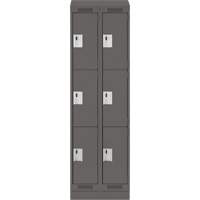 Clean Line Lockers, 3 -tier, Bank of 2, 24" x 18" x 82", Steel, Charcoal, Rivet (Assembled) Sécurité Médic