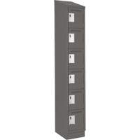 Clean Line Lockerette, 6 -tier, 12" x 18" x 82", Steel, Charcoal, Rivet (Assembled) Sécurité Médic