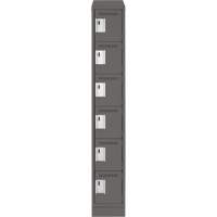 Clean Line Lockerette, 6 -tier, 12" x 18" x 82", Steel, Charcoal, Rivet (Assembled) Sécurité Médic