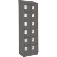 Clean Line Lockerette, 6 -tier, Bank of 2, 24" x 18" x 82", Steel, Charcoal, Rivet (Assembled) Sécurité Médic