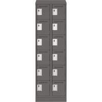 Clean Line Lockerette, 6 -tier, Bank of 2, 24" x 18" x 82", Steel, Charcoal, Rivet (Assembled) Sécurité Médic