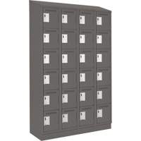Clean Line Lockerette, 6 -tier, Bank of 4, 48" x 18" x 82", Steel, Charcoal, Rivet (Assembled) Sécurité Médic