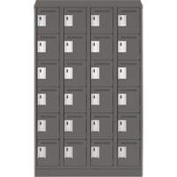 Clean Line Lockerette, 6 -tier, Bank of 4, 48" x 18" x 82", Steel, Charcoal, Rivet (Assembled) Sécurité Médic