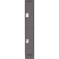 Clean Line Lockers, 2 -tier, 12" x 18" x 76", Steel, Charcoal, Rivet (Assembled) Sécurité Médic