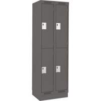 Clean Line Lockers, 2 -tier, Bank of 2, 24" x 18" x 76", Steel, Charcoal, Rivet (Assembled) Sécurité Médic