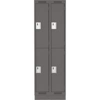 Clean Line Lockers, 2 -tier, Bank of 2, 24" x 18" x 76", Steel, Charcoal, Rivet (Assembled) Sécurité Médic