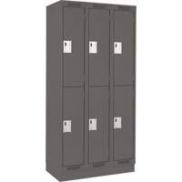 Clean Line Lockers, 2 -tier, Bank of 3, 36" x 18" x 76", Steel, Charcoal, Rivet (Assembled) Sécurité Médic