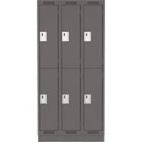 Clean Line Lockers, 2 -tier, Bank of 3, 36" x 18" x 76", Steel, Charcoal, Rivet (Assembled) Sécurité Médic