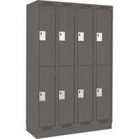 Clean Line Lockers, 2 -tier, Bank of 4, 48" x 18" x 76", Steel, Charcoal, Rivet (Assembled) Sécurité Médic