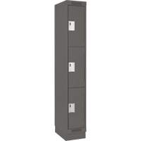 Clean Line Lockers, 3 -tier, 12" x 18" x 76", Steel, Charcoal, Rivet (Assembled) Sécurité Médic