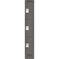 Clean Line Lockers, 3 -tier, 12" x 18" x 76", Steel, Charcoal, Rivet (Assembled) Sécurité Médic