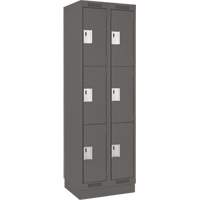 Clean Line Lockers, 3 -tier, Bank of 2, 24" x 18" x 76", Steel, Charcoal, Rivet (Assembled) Sécurité Médic