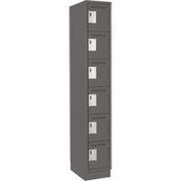 Clean Line Lockerette, 6 -tier, 12" x 18" x 76", Steel, Charcoal, Rivet (Assembled) Sécurité Médic