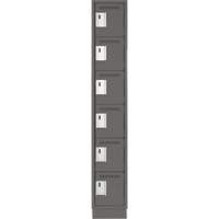 Clean Line Lockerette, 6 -tier, 12" x 18" x 76", Steel, Charcoal, Rivet (Assembled) Sécurité Médic