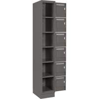 Clean Line Lockerette, 6 -tier, Bank of 4, 48" x 18" x 76", Steel, Charcoal, Rivet (Assembled) Sécurité Médic