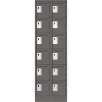 Clean Line Lockerette, 6 -tier, Bank of 2, 24" x 18" x 76", Steel, Charcoal, Rivet (Assembled) Sécurité Médic
