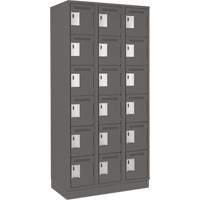 Clean Line Lockerette, 6 -tier, Bank of 3, 36" x 18" x 76", Steel, Charcoal, Rivet (Assembled) Sécurité Médic