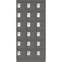 Clean Line Lockerette, 6 -tier, Bank of 3, 36" x 18" x 76", Steel, Charcoal, Rivet (Assembled) Sécurité Médic