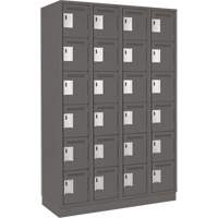 Clean Line Lockerette, 6 -tier, Bank of 4, 48" x 18" x 76", Steel, Charcoal, Rivet (Assembled) Sécurité Médic