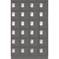 Clean Line Lockerette, 6 -tier, Bank of 4, 48" x 18" x 76", Steel, Charcoal, Rivet (Assembled) Sécurité Médic