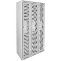 Clean Line Lockers, Bank of 3, 36" x 12" x 72", Steel, Grey, Rivet (Assembled), Perforated Sécurité Médic