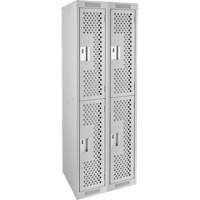 Clean Line Lockers, 2 -tier, Bank of 2, 24" x 12" x 72", Steel, Grey, Rivet (Assembled), Perforated Sécurité Médic