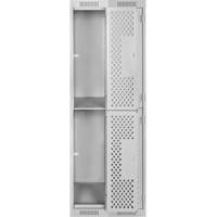 Clean Line Lockers, 2 -tier, Bank of 2, 24" x 12" x 72", Steel, Grey, Rivet (Assembled), Perforated Sécurité Médic
