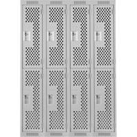 Clean Line Lockers, 2 -tier, Bank of 4, 48" x 12" x 72", Steel, Grey, Rivet (Assembled), Perforated Sécurité Médic