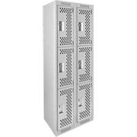 Casiers Clean Line, 3 niveaux, Bloc de 2, 24" x 12" x 72", Acier, Gris, Rivet (assembl&eacute;), Perfor&eacute; Sécurité Médic