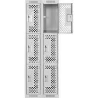 Casiers Clean Line, 3 niveaux, Bloc de 2, 24" x 12" x 72", Acier, Gris, Rivet (assembl&eacute;), Perfor&eacute; Sécurité Médic