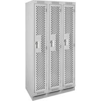 Casiers Clean Line, Bloc de 3, 36" x 18" x 76", Acier, Gris, Rivet (assembl&eacute;), Perfor&eacute; Sécurité Médic