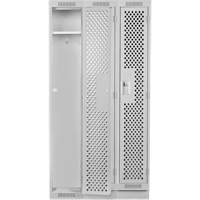 Casiers Clean Line, Bloc de 3, 36" x 18" x 76", Acier, Gris, Rivet (assembl&eacute;), Perfor&eacute; Sécurité Médic