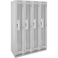 Clean Line Lockers, Bank of 4, 48" x 18" x 76", Steel, Grey, Rivet (Assembled), Perforated Sécurité Médic