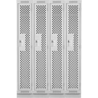 Clean Line Lockers, Bank of 4, 48" x 18" x 76", Steel, Grey, Rivet (Assembled), Perforated Sécurité Médic