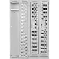 Clean Line Lockers, Bank of 4, 48" x 18" x 76", Steel, Grey, Rivet (Assembled), Perforated Sécurité Médic