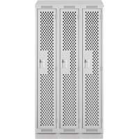 Casiers Clean Line, Bloc de 3, 36" x 12" x 82", Acier, Gris, Rivet (assembl&eacute;), Perfor&eacute; Sécurité Médic