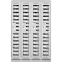 Clean Line Lockers, Bank of 4, 48" x 12" x 82", Steel, Grey, Rivet (Assembled), Perforated Sécurité Médic