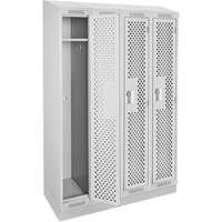 Clean Line Lockers, Bank of 4, 48" x 12" x 82", Steel, Grey, Rivet (Assembled), Perforated Sécurité Médic