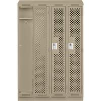 Clean Line Lockers, Bank of 4, 48" x 12" x 82", Steel, Grey, Rivet (Assembled), Perforated Sécurité Médic