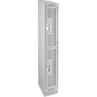 Clean Line Lockers, 2 -tier, 12" x 12" x 82", Steel, Grey, Rivet (Assembled), Perforated Sécurité Médic