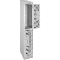 Clean Line Lockers, 2 -tier, 12" x 12" x 82", Steel, Grey, Rivet (Assembled), Perforated Sécurité Médic