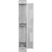 Clean Line Lockers, 2 -tier, 12" x 12" x 82", Steel, Grey, Rivet (Assembled), Perforated Sécurité Médic
