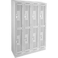 Casiers Clean Line, 2 niveaux, Bloc de 4, 48" x 12" x 82", Acier, Gris, Rivet (assembl&eacute;), Perfor&eacute; Sécurité Médic
