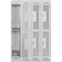 Casiers Clean Line, 2 niveaux, Bloc de 4, 48" x 12" x 82", Acier, Gris, Rivet (assembl&eacute;), Perfor&eacute; Sécurité Médic