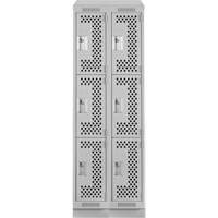 Casiers Clean Line, 3 niveaux, Bloc de 2, 24" x 18" x 82", Acier, Gris, Rivet (assembl&eacute;), Perfor&eacute; Sécurité Médic