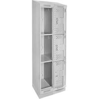 Casiers Clean Line, 3 niveaux, Bloc de 2, 24" x 18" x 82", Acier, Gris, Rivet (assembl&eacute;), Perfor&eacute; Sécurité Médic