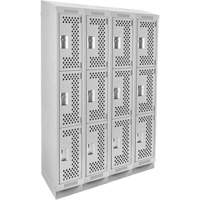 Casiers Clean Line, 3 niveaux, Bloc de 4, 48" x 18" x 82", Acier, Gris, Rivet (assembl&eacute;), Perfor&eacute; Sécurité Médic
