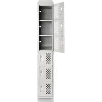 Clean-Line Perforated Lockerette, 6 -tier, 12" x 72" x 12", Steel Sécurité Médic
