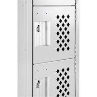 Assembled Clean Line Perforated Economy Lockers, 6 -tier, Bank of 4, 18" x 72" x 12", Steel Sécurité Médic